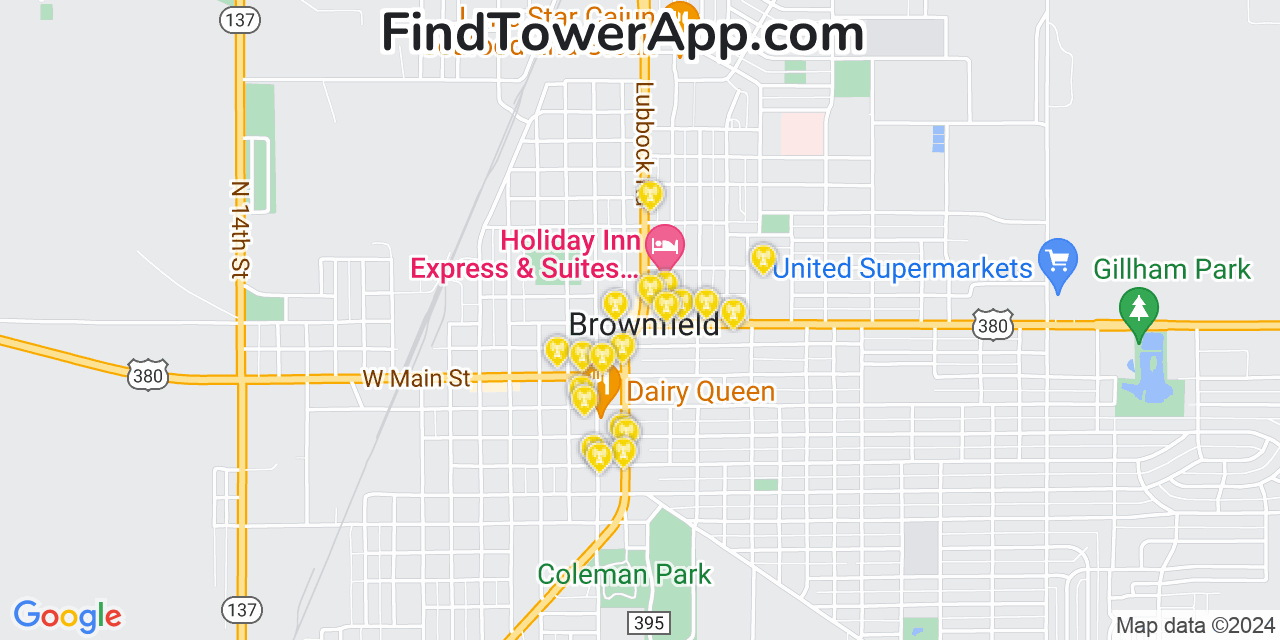 T-Mobile 4G/5G cell tower coverage map Brownfield, Texas