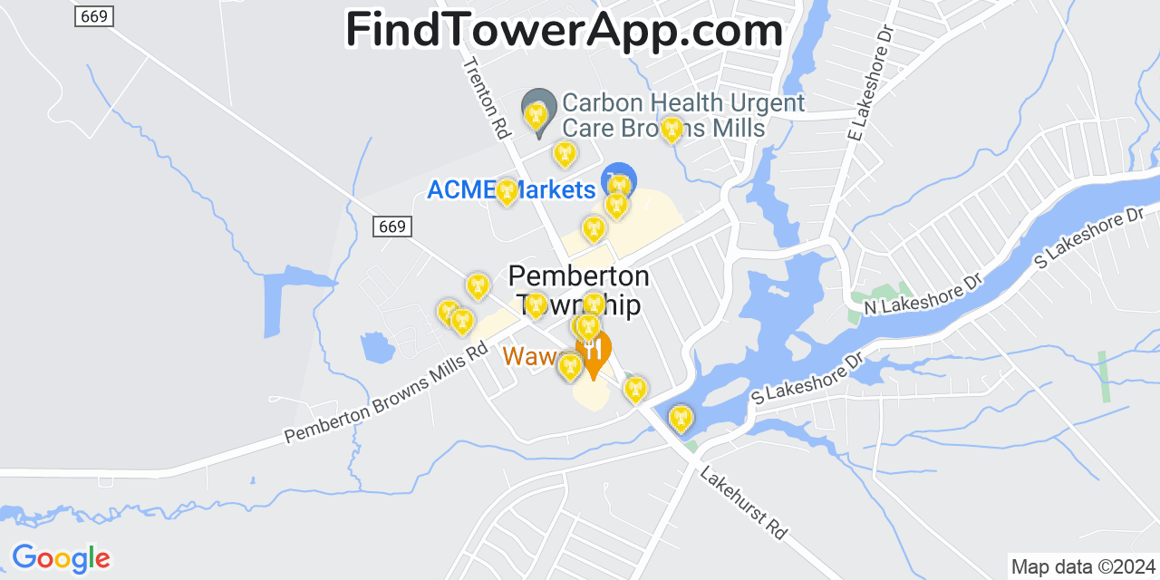 AT&T 4G/5G cell tower coverage map Browns Mills, New Jersey