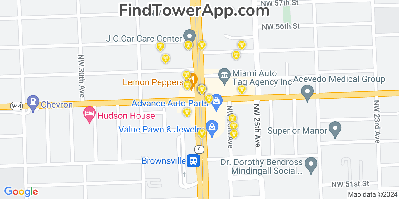 AT&T 4G/5G cell tower coverage map Brownsville, Florida