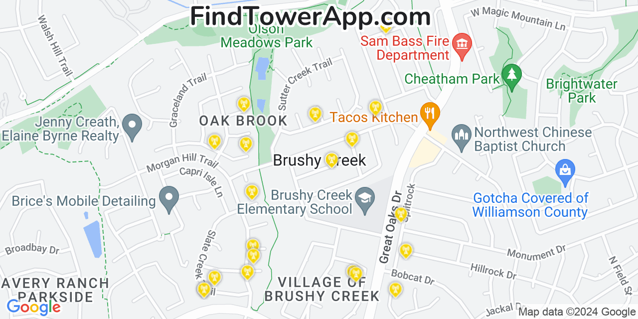 T-Mobile 4G/5G cell tower coverage map Brushy Creek, Texas