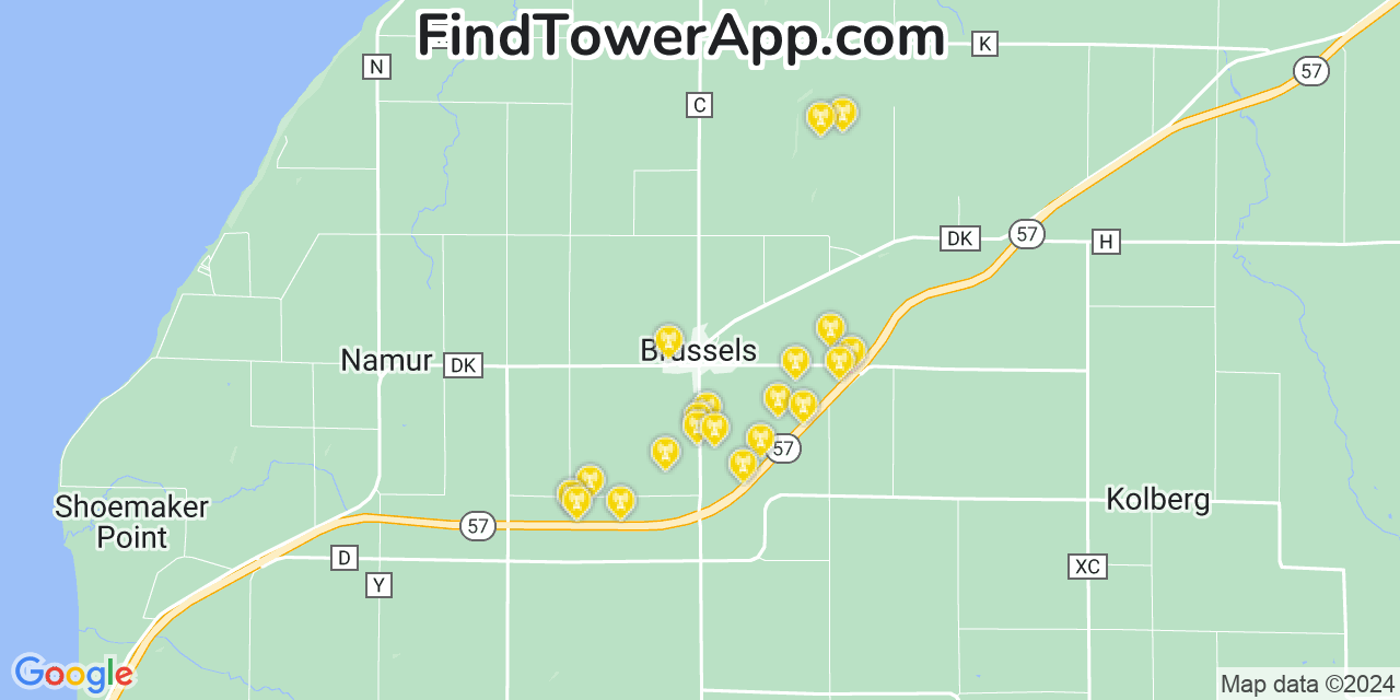 T-Mobile 4G/5G cell tower coverage map Brussels, Wisconsin