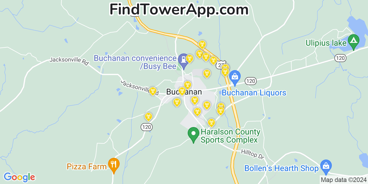 Verizon 4G/5G cell tower coverage map Buchanan, Georgia