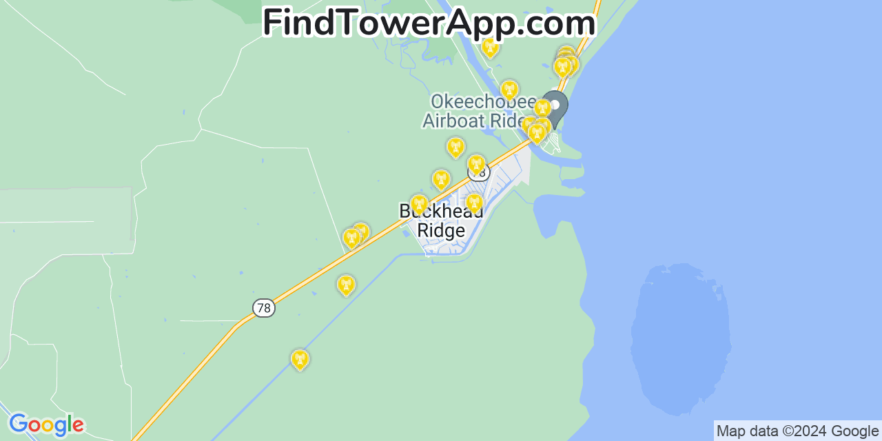 Verizon 4G/5G cell tower coverage map Buckhead Ridge, Florida