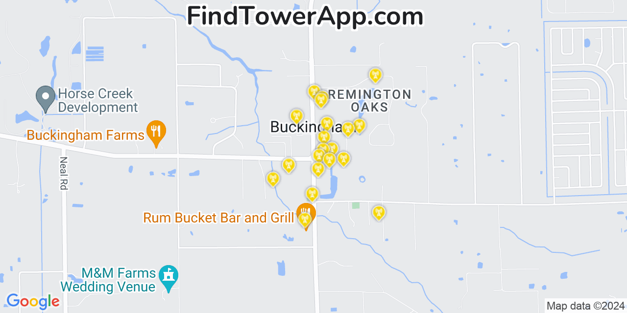 AT&T 4G/5G cell tower coverage map Buckingham, Florida