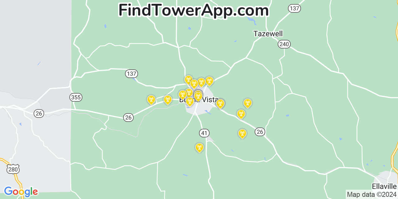 AT&T 4G/5G cell tower coverage map Buena Vista, Georgia