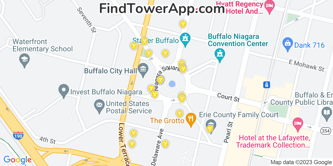 AT&T 4G/5G cell tower coverage map Buffalo, New York