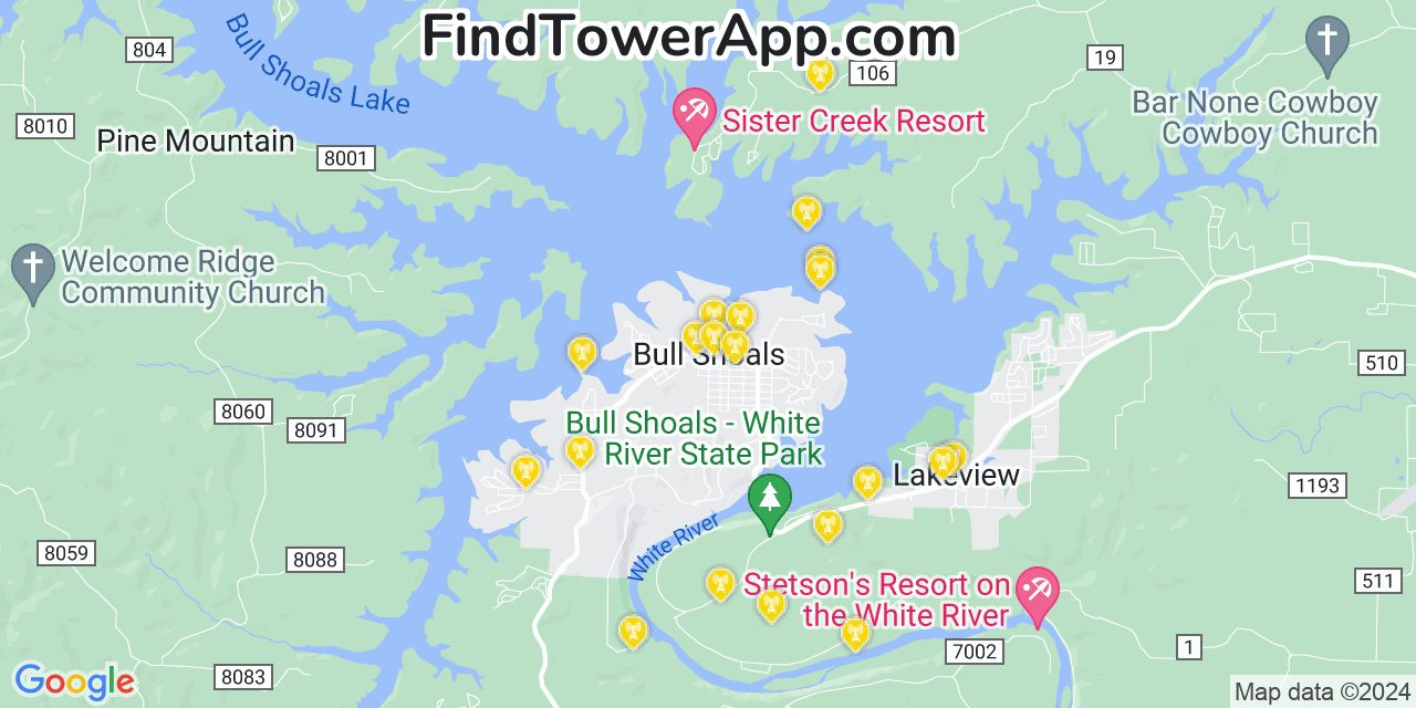 T-Mobile 4G/5G cell tower coverage map Bull Shoals, Arkansas
