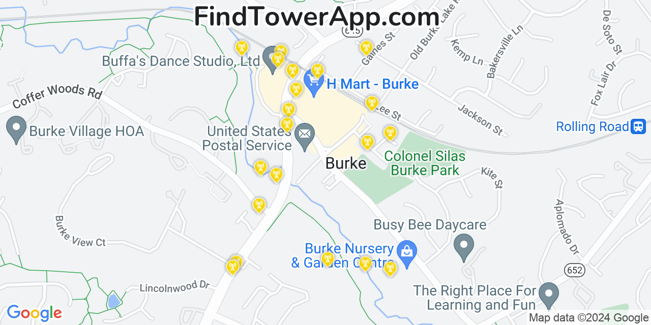 AT&T 4G/5G cell tower coverage map Burke, Virginia