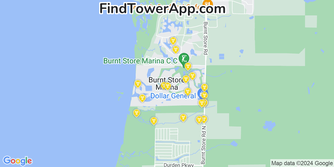Verizon 4G/5G cell tower coverage map Burnt Store Marina, Florida