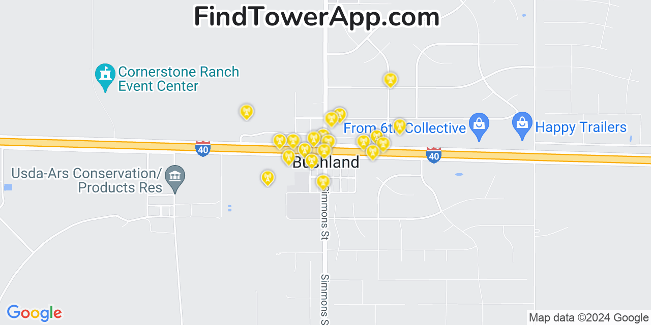 Verizon 4G/5G cell tower coverage map Bushland, Texas
