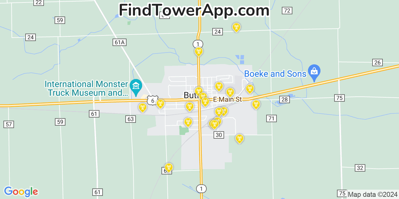 T-Mobile 4G/5G cell tower coverage map Butler, Indiana