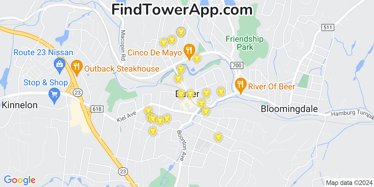 AT&T 4G/5G cell tower coverage map Butler, New Jersey