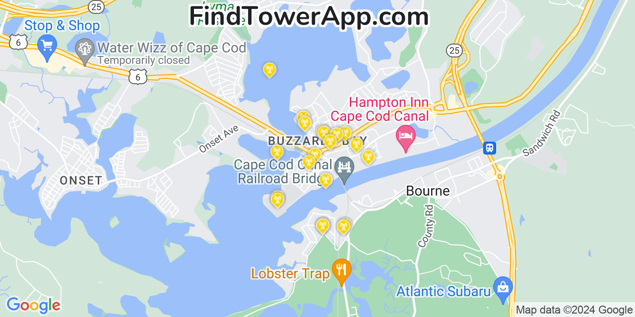 T-Mobile 4G/5G cell tower coverage map Buzzards Bay, Massachusetts