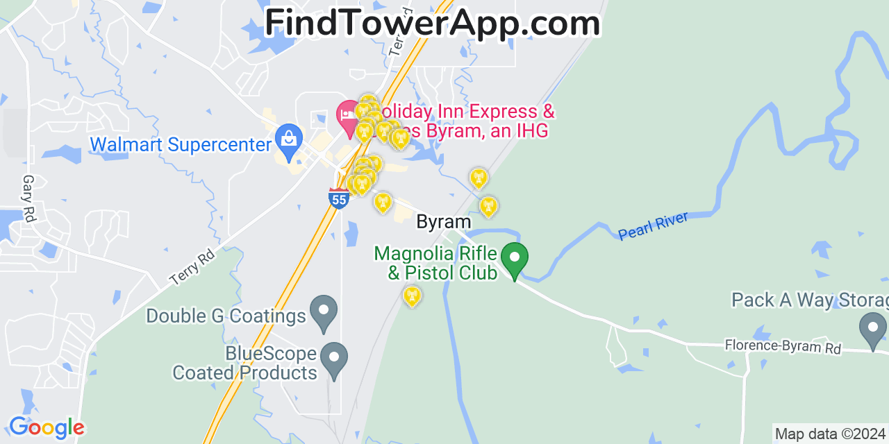 T-Mobile 4G/5G cell tower coverage map Byram, Mississippi