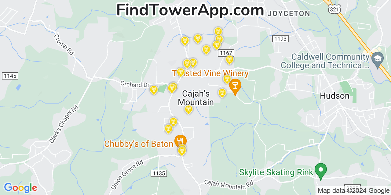 T-Mobile 4G/5G cell tower coverage map Cajahs Mountain, North Carolina