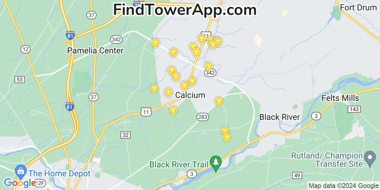 T-Mobile 4G/5G cell tower coverage map Calcium, New York