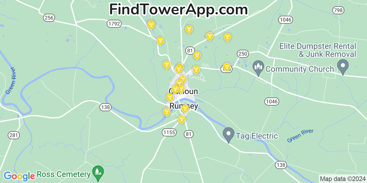 AT&T 4G/5G cell tower coverage map Calhoun, Kentucky