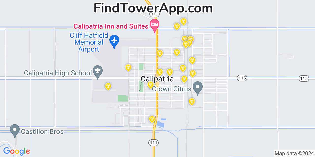 AT&T 4G/5G cell tower coverage map Calipatria, California
