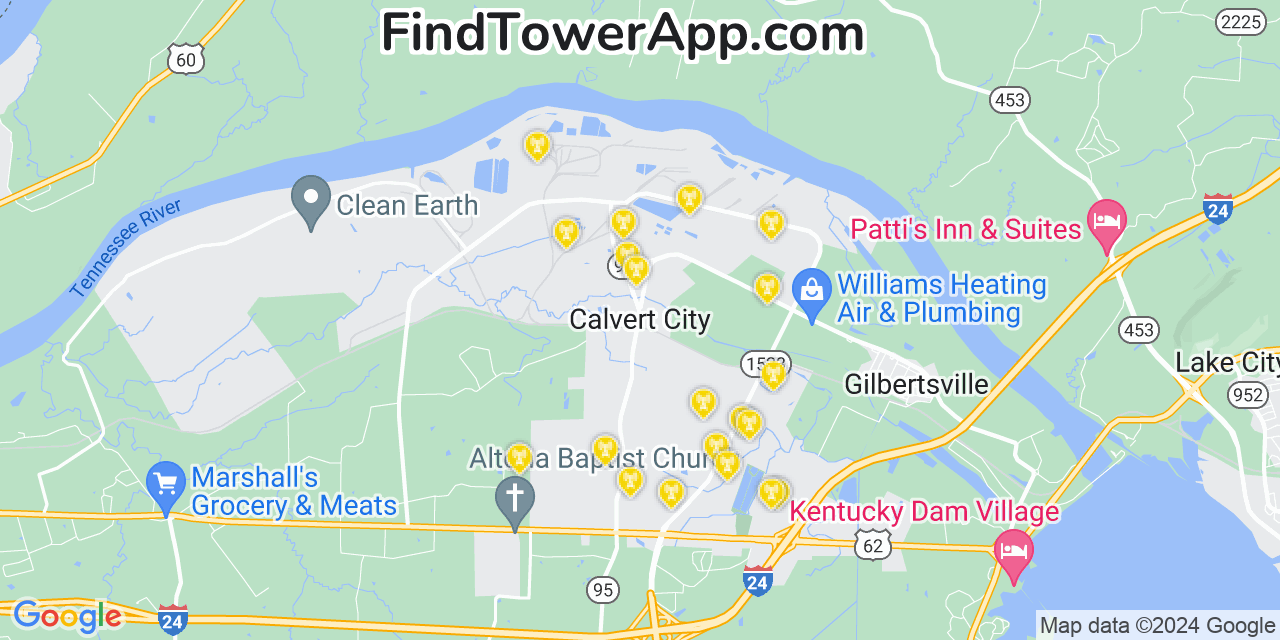 Verizon 4G/5G cell tower coverage map Calvert City, Kentucky