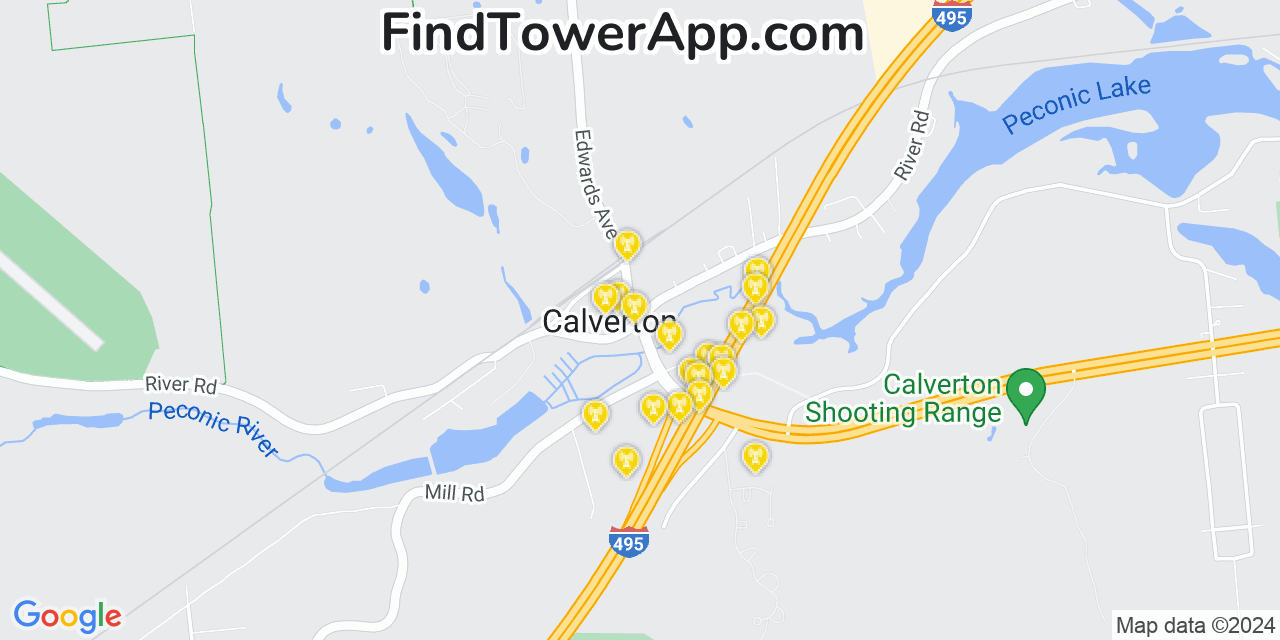 AT&T 4G/5G cell tower coverage map Calverton, New York