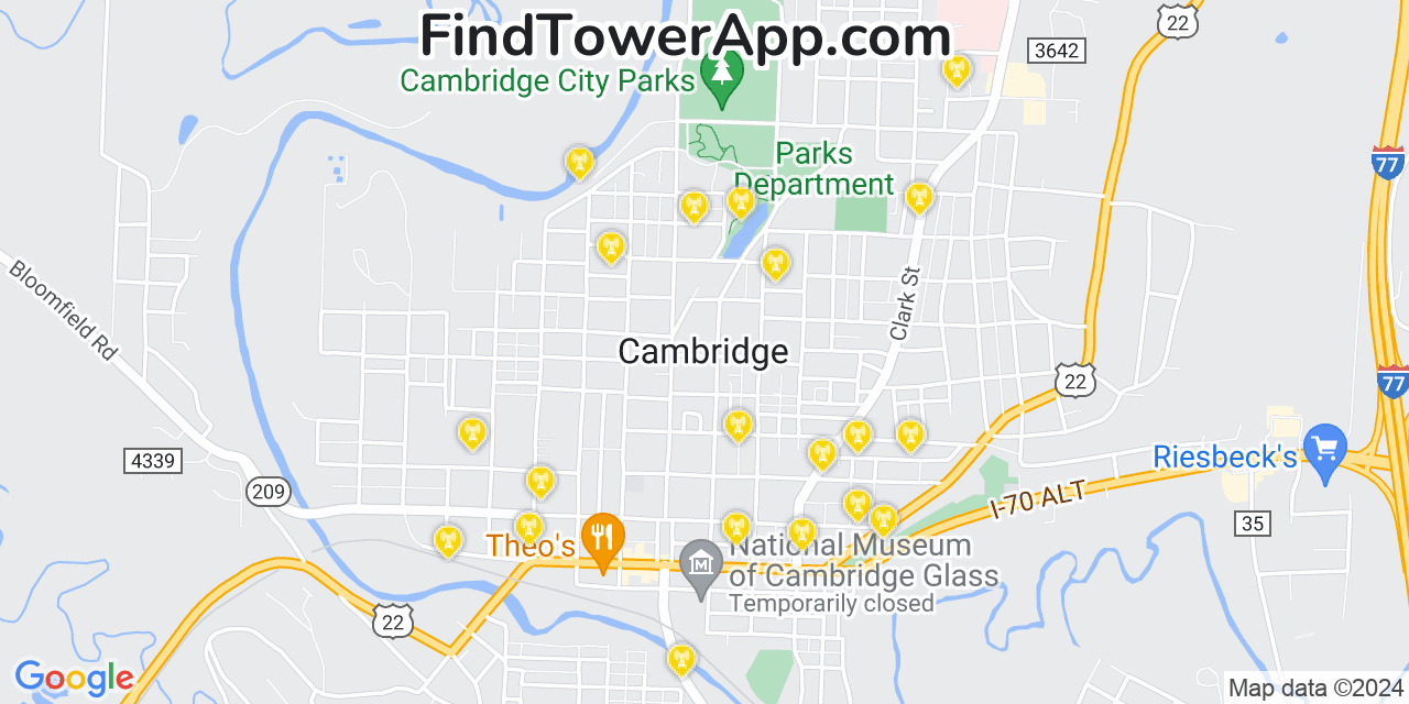 T-Mobile 4G/5G cell tower coverage map Cambridge, Ohio