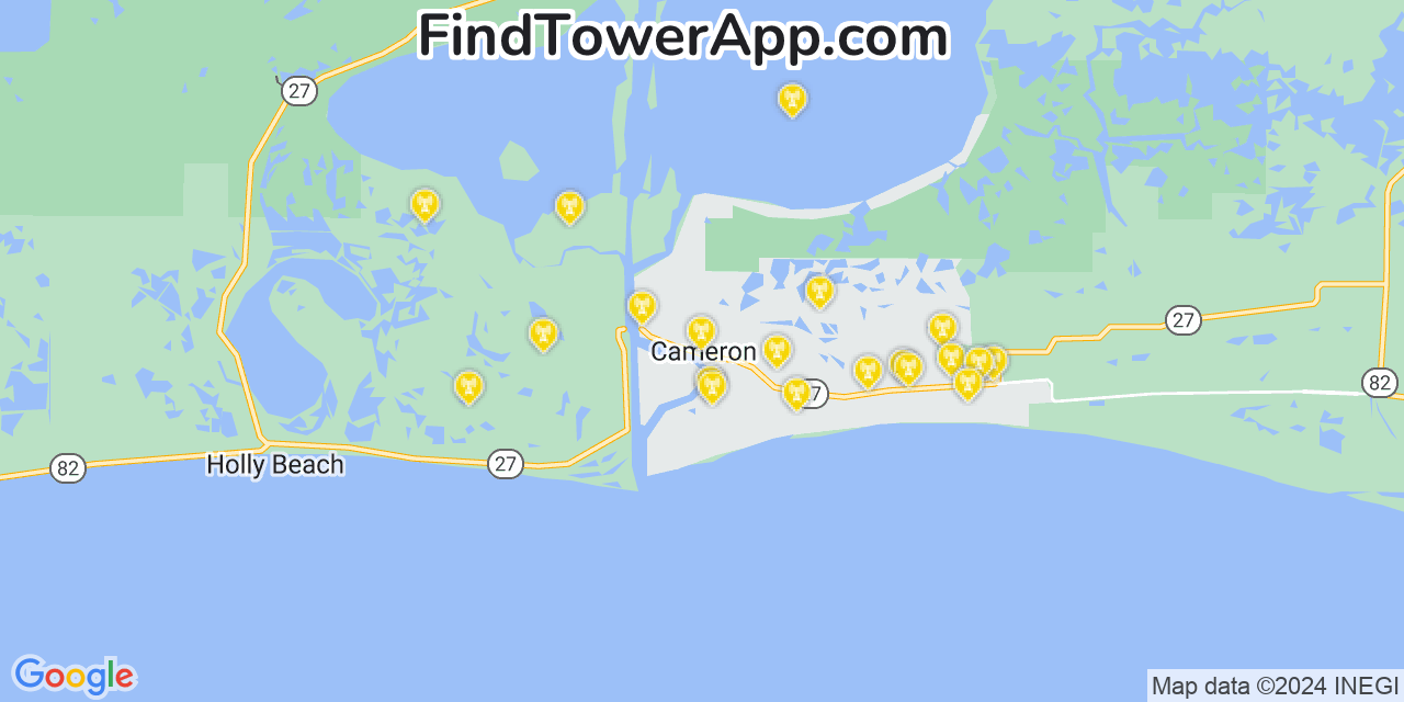 Verizon 4G/5G cell tower coverage map Cameron, Louisiana