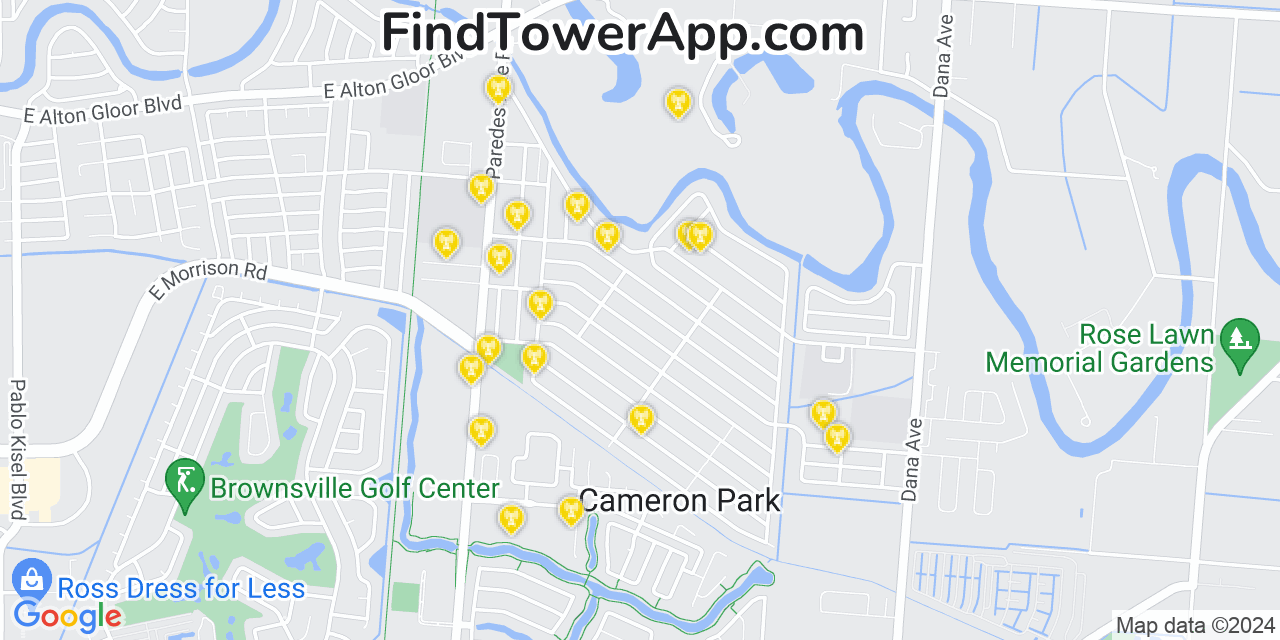Verizon 4G/5G cell tower coverage map Cameron Park Colonia, Texas