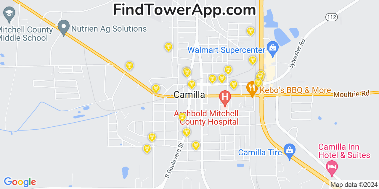 AT&T 4G/5G cell tower coverage map Camilla, Georgia