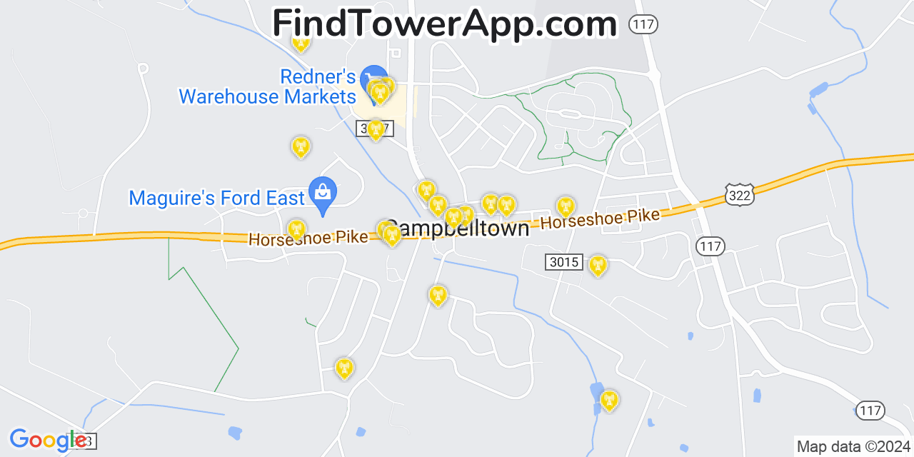 T-Mobile 4G/5G cell tower coverage map Campbelltown, Pennsylvania