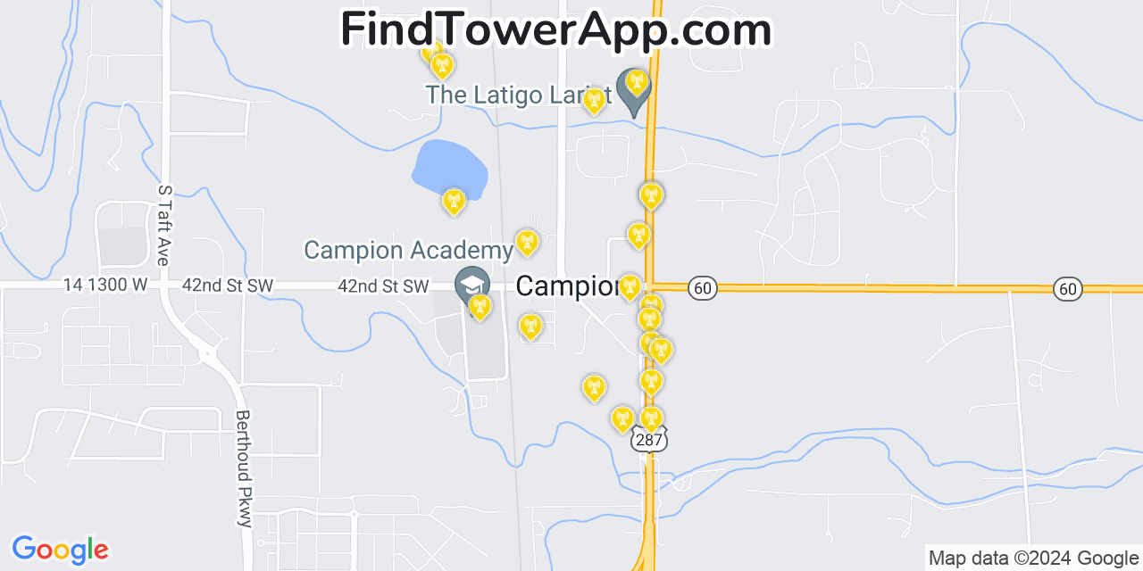 AT&T 4G/5G cell tower coverage map Campion, Colorado