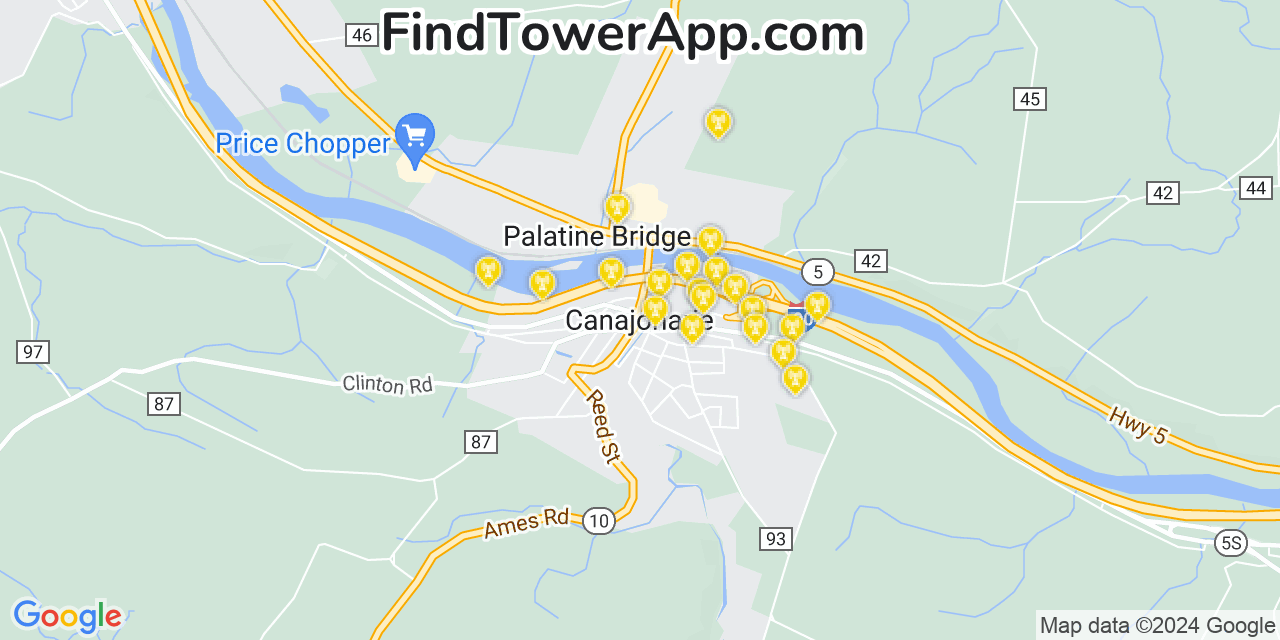 AT&T 4G/5G cell tower coverage map Canajoharie, New York