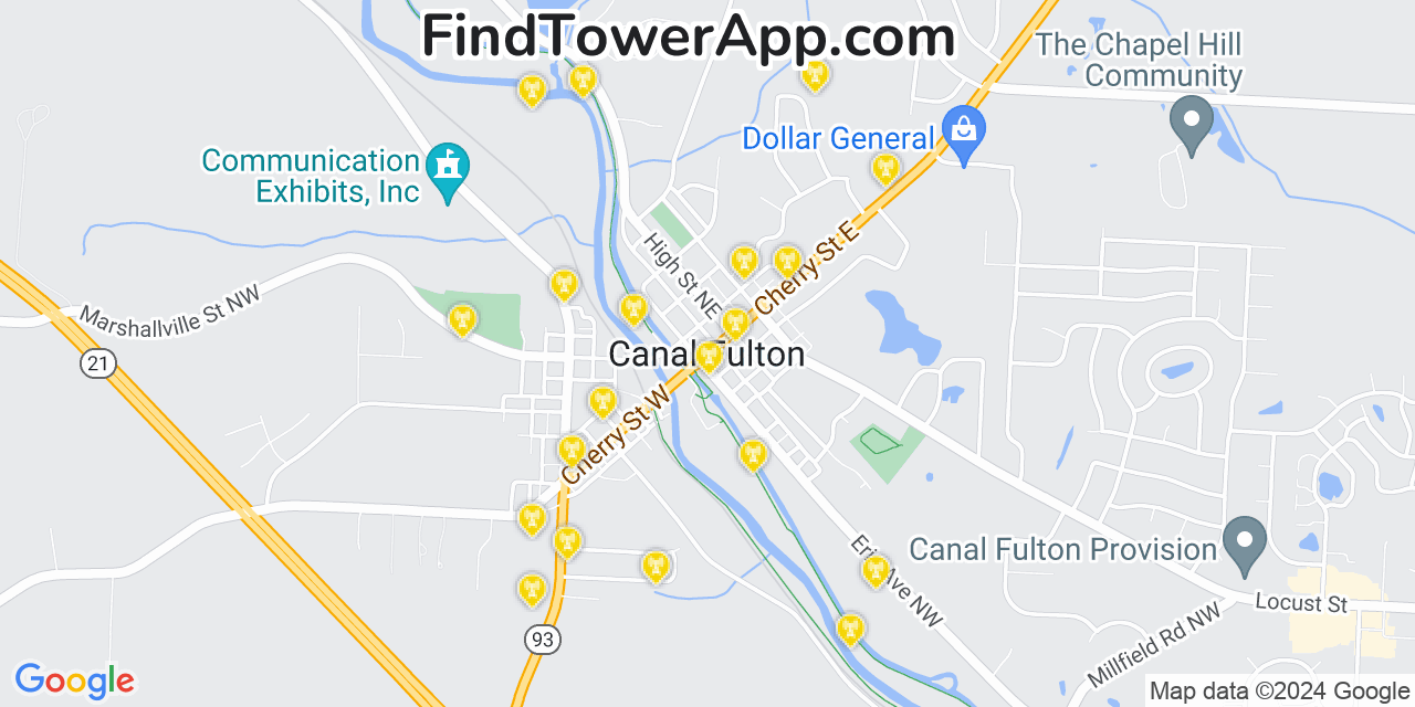 T-Mobile 4G/5G cell tower coverage map Canal Fulton, Ohio