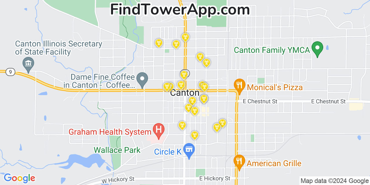 T-Mobile 4G/5G cell tower coverage map Canton, Illinois