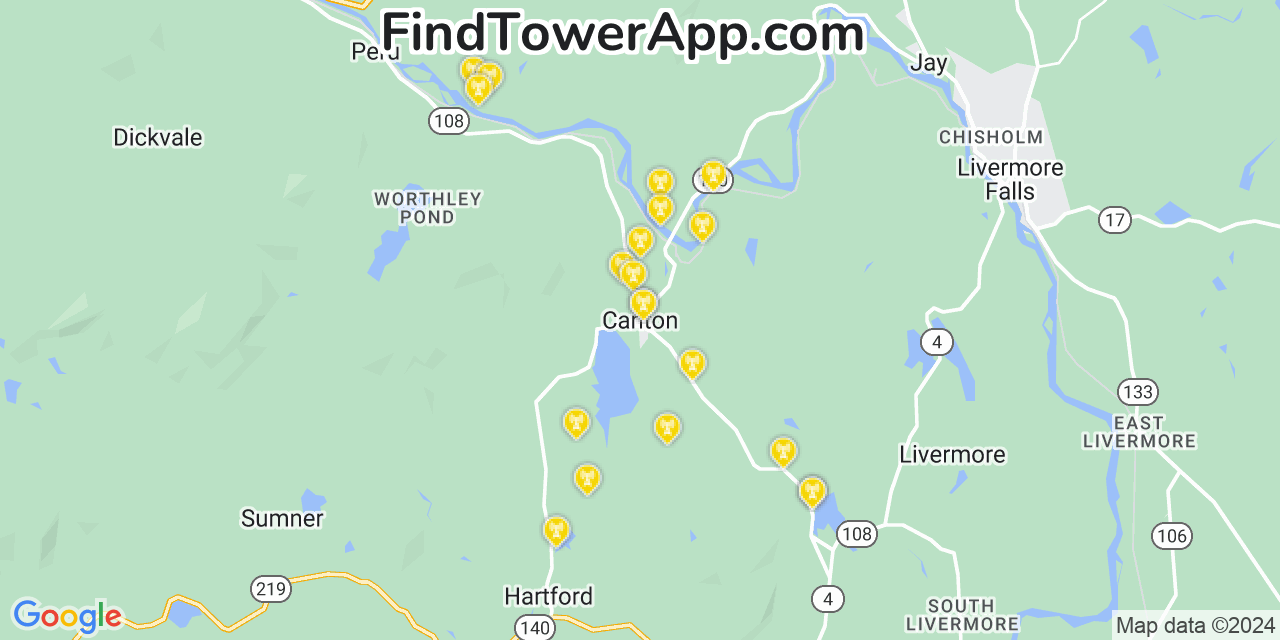 T-Mobile 4G/5G cell tower coverage map Canton, Maine