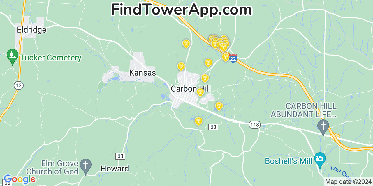 T-Mobile 4G/5G cell tower coverage map Carbon Hill, Alabama