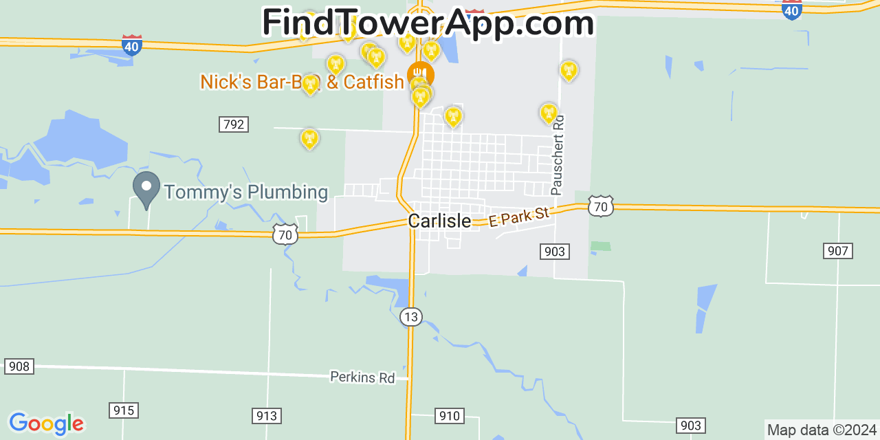 AT&T 4G/5G cell tower coverage map Carlisle, Arkansas