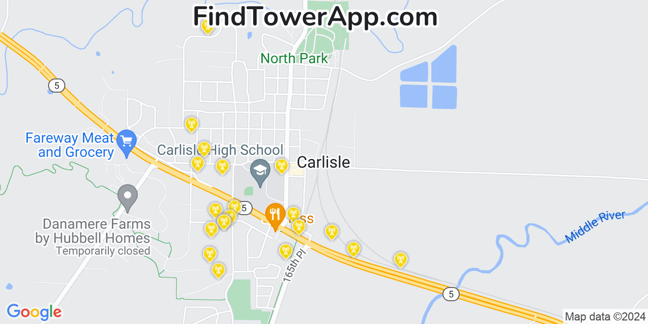 Verizon 4G/5G cell tower coverage map Carlisle, Iowa