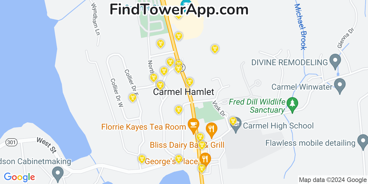 Verizon 4G/5G cell tower coverage map Carmel Hamlet, New York