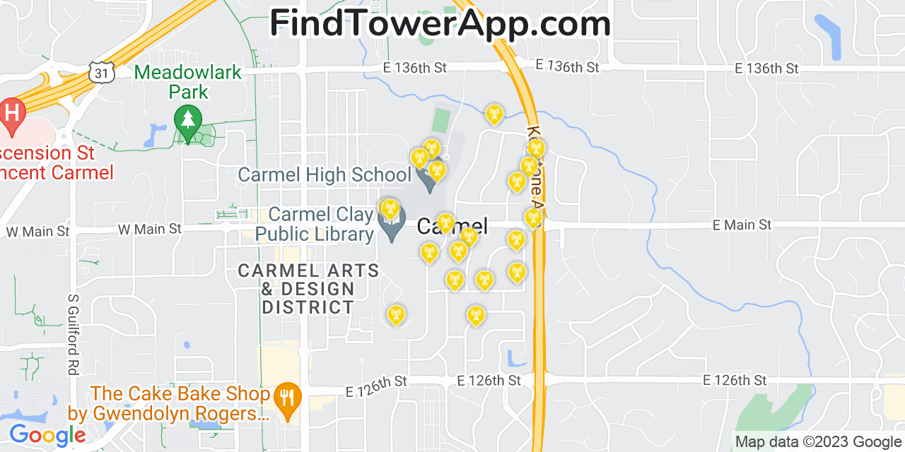 T-Mobile 4G/5G cell tower coverage map Carmel, Indiana