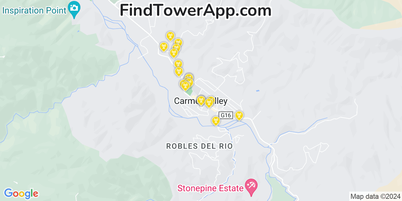 T-Mobile 4G/5G cell tower coverage map Carmel Valley Village, California