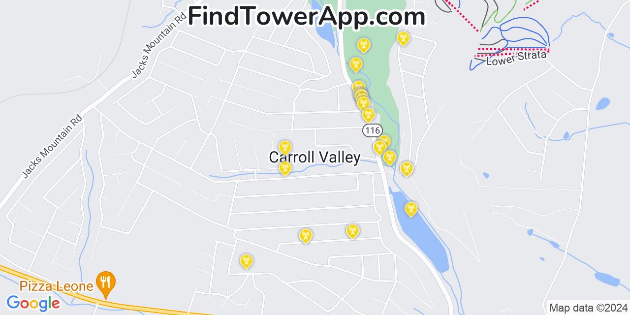 Verizon 4G/5G cell tower coverage map Carroll Valley, Pennsylvania