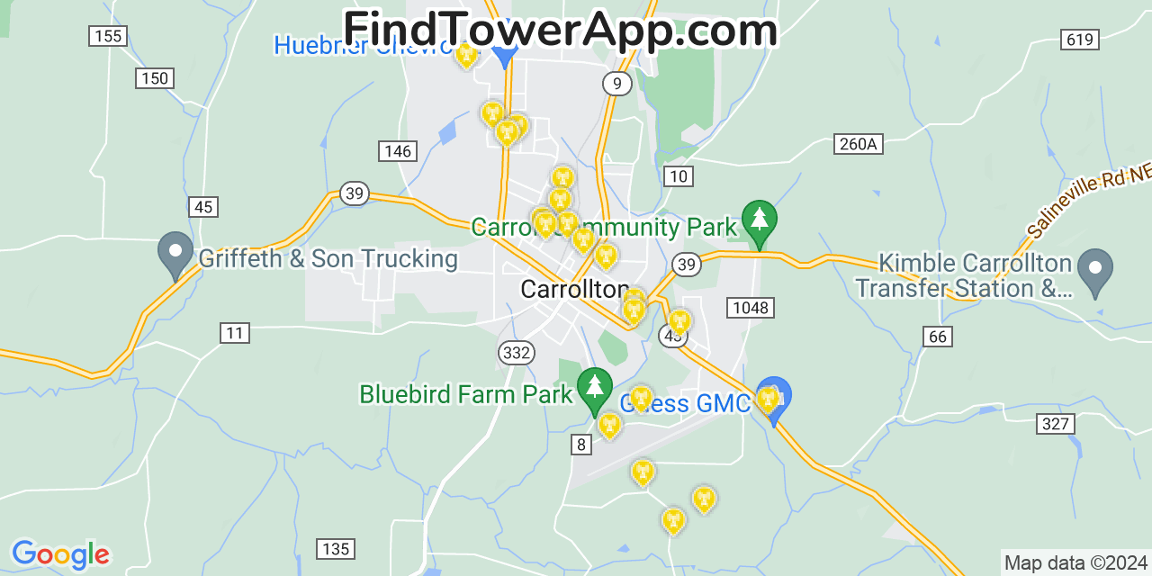 T-Mobile 4G/5G cell tower coverage map Carrollton, Ohio