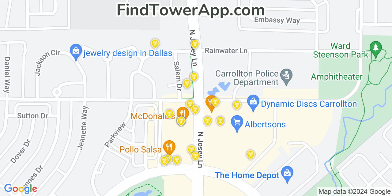 T-Mobile 4G/5G cell tower coverage map Carrollton, Texas