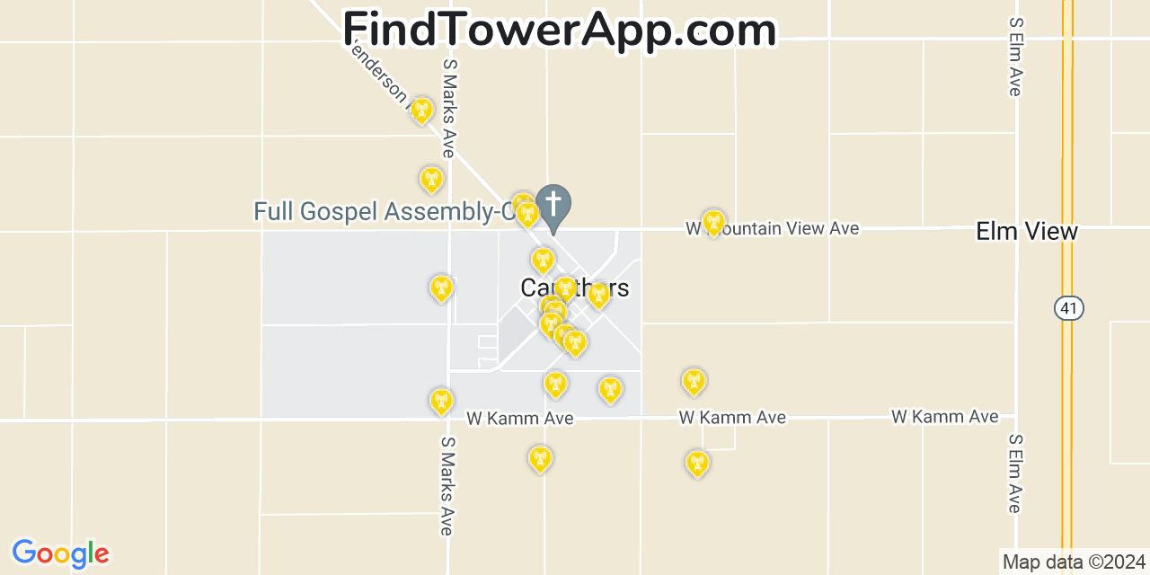 AT&T 4G/5G cell tower coverage map Caruthers, California