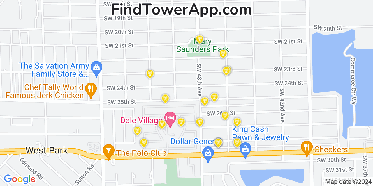 AT&T 4G/5G cell tower coverage map Carver Ranches, Florida
