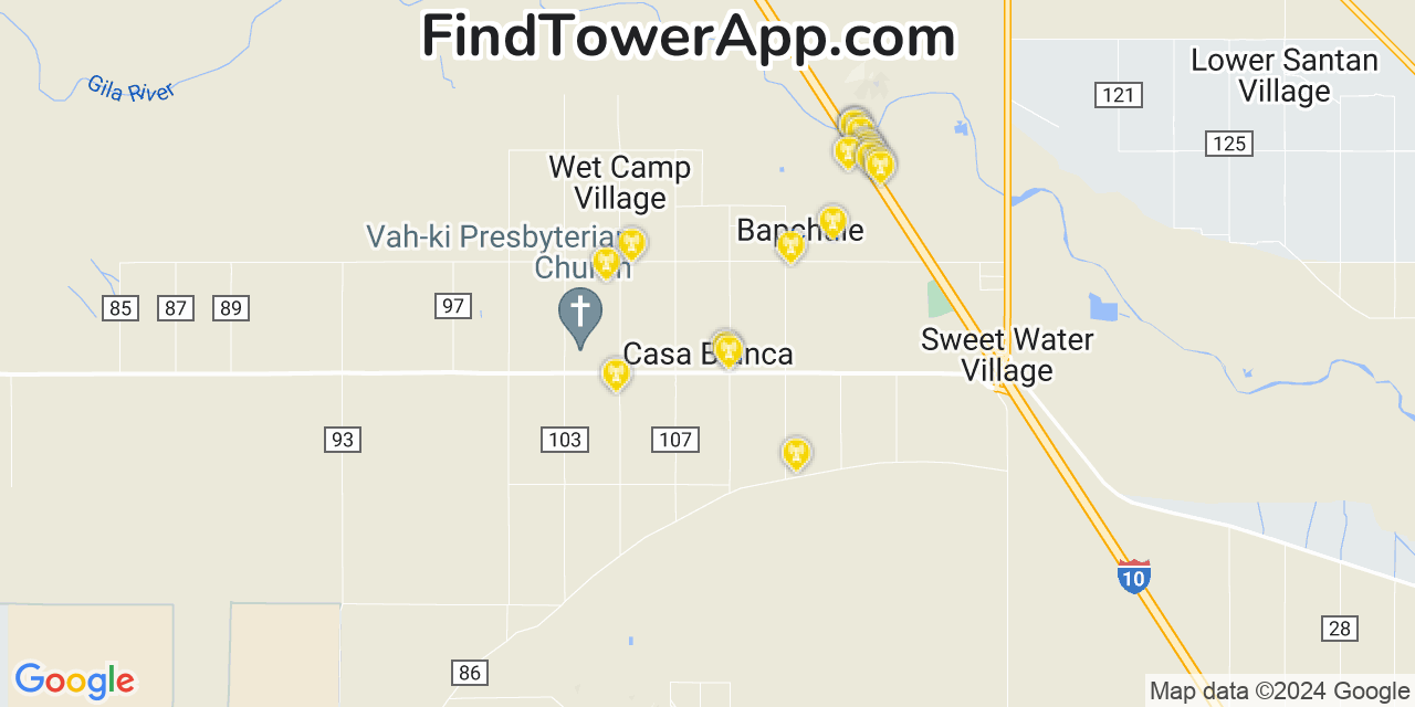 Verizon 4G/5G cell tower coverage map Casa Blanca, Arizona
