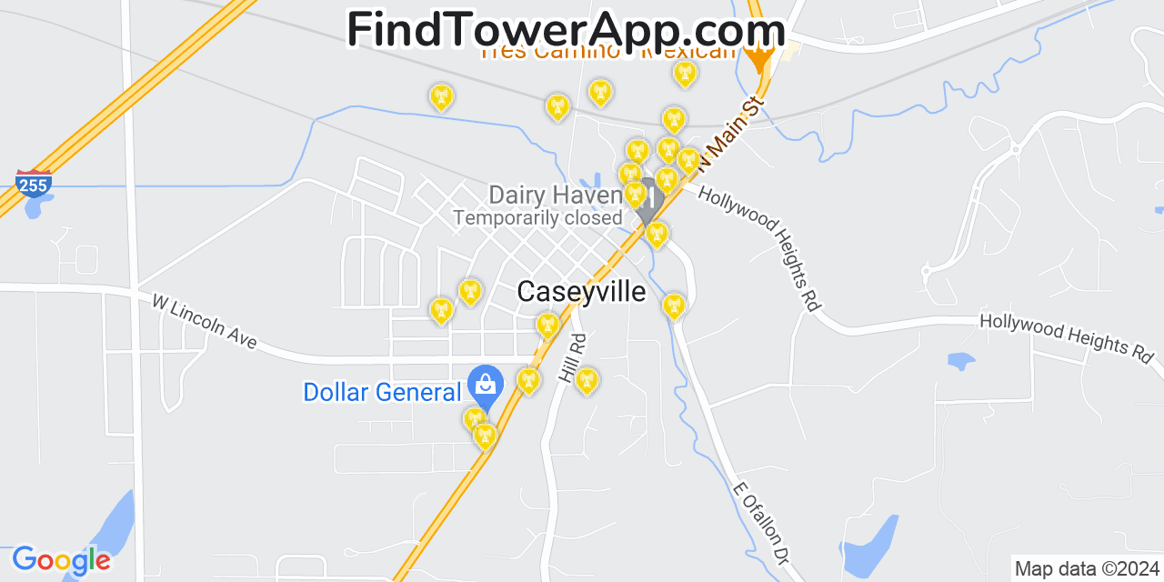 T-Mobile 4G/5G cell tower coverage map Caseyville, Illinois