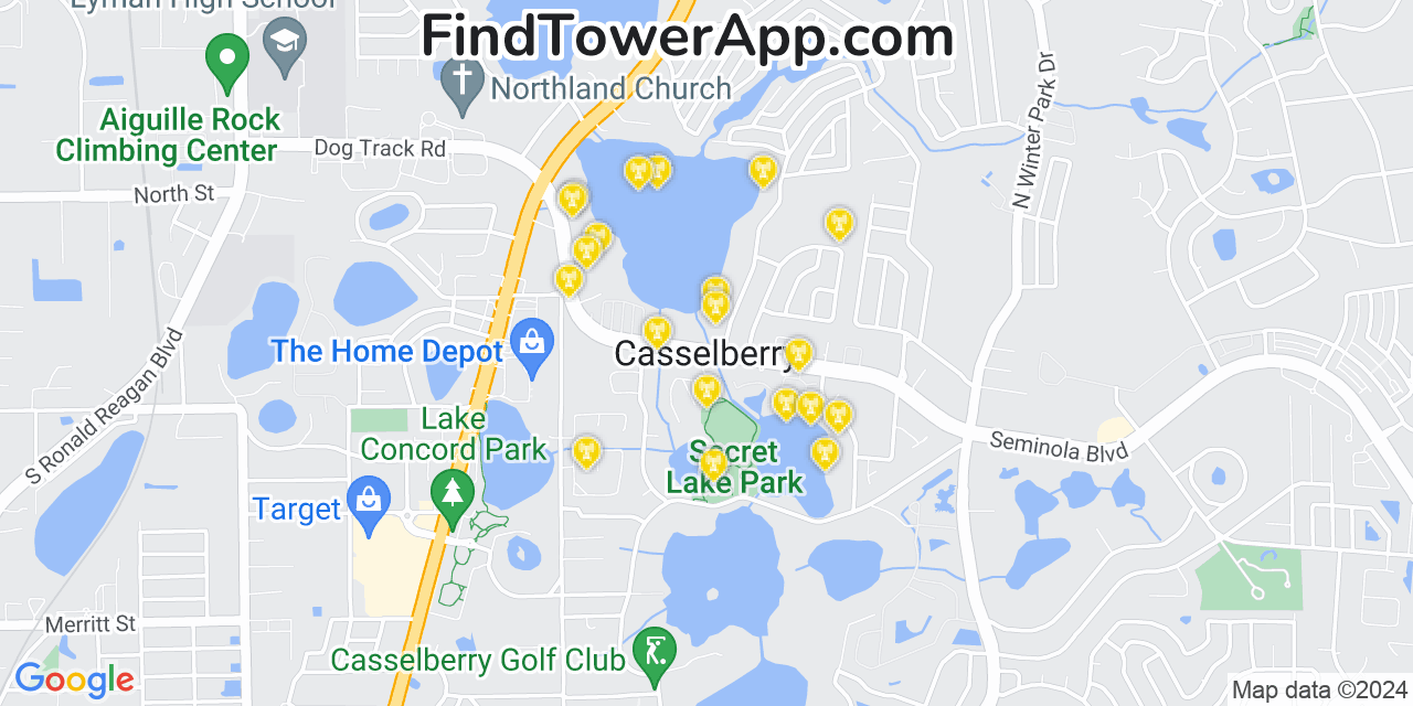 T-Mobile 4G/5G cell tower coverage map Casselberry, Florida