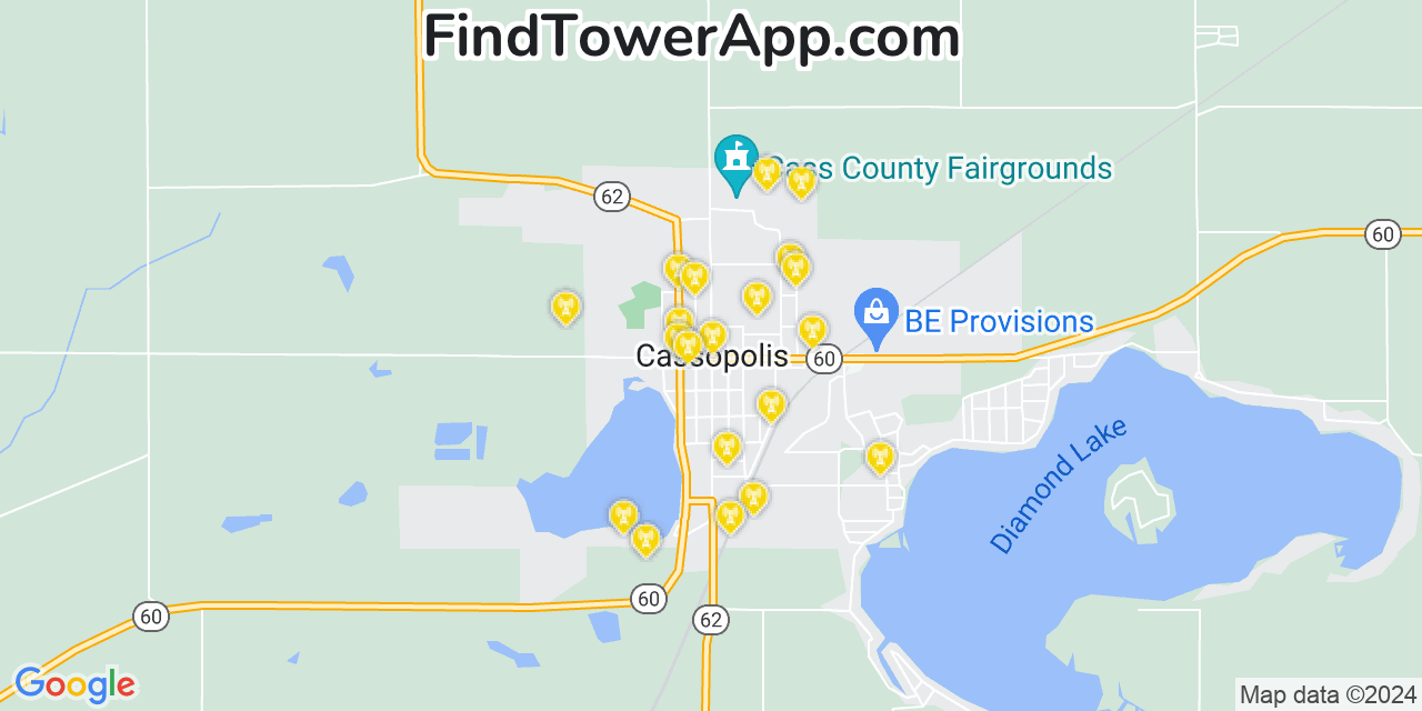 Verizon 4G/5G cell tower coverage map Cassopolis, Michigan