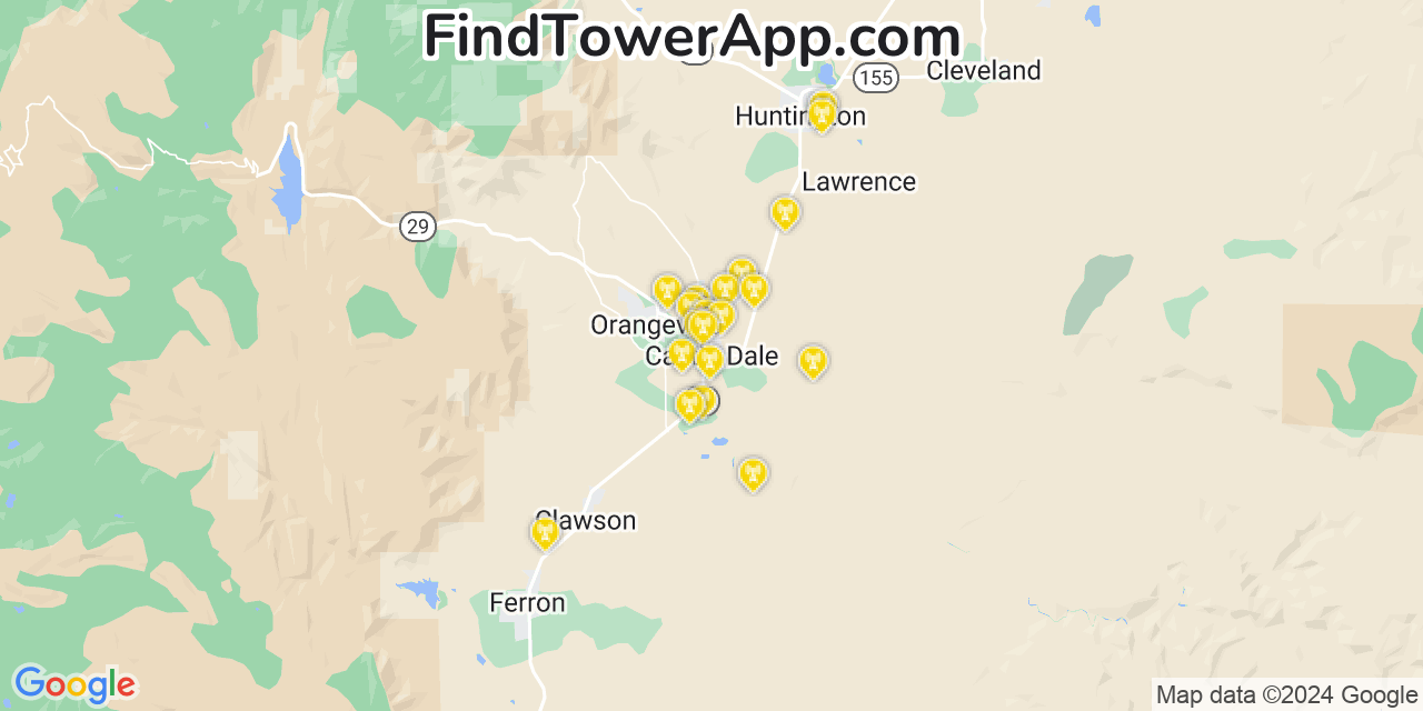 AT&T 4G/5G cell tower coverage map Castle Dale, Utah